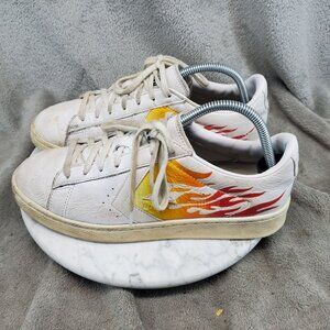 Converse Shoes Mens 8.5 Womens 10 White Fire Leather Ox Low Top Sneakers  *Read*